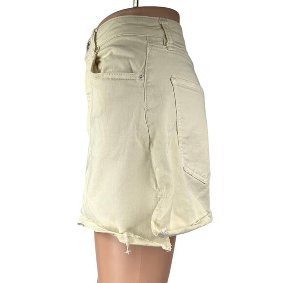 WeWoreWhat Women's Cream High Waist Frayed Raw Hem Cut Off Denim Shorts Size 27 - Picture 2 of 4
